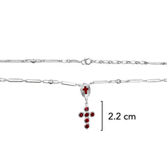 Rosario Cruz con Circonias Negras, Plata .925