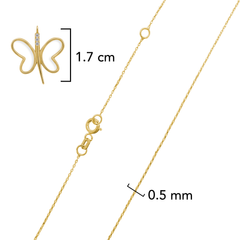 Collar Silueta de Mariposa con Micro Circonias Oro 10K