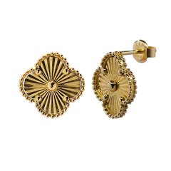 Arete Inspirado Van C Flor Diamantada de 1.4cm Oro 10K