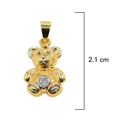 Dije Osito de 2.1cm con Corazón Blanco de Circonia Oro 10K