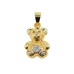 Dije Osito de 2.1cm con Corazón Blanco de Circonia Oro 10K