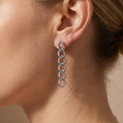 Arete Largo Eslabones Grandes Hecho a Mano Plata .925