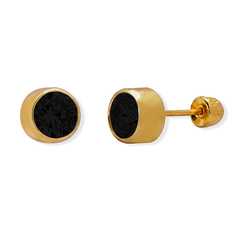 Broquel Tambor Circonia Negro Oro 10K