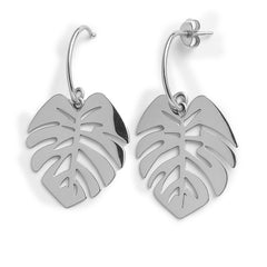 Arete Mediano Hoja Lisa Calada Hecha a Mano Plata .925