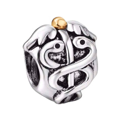 Charm Inspirado Pan 1:1 Simbolo de Medicina Plata .925