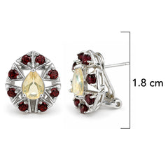 Aretes Piedras Preciosas Ópalo de Etiopía en Gota con Granate y Broche Francés, Plata .925 con Rodio