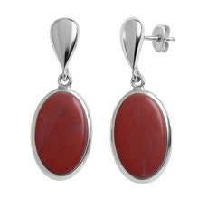 Arete Mediano de Piedra Natural Hecho a Mano Plata .925