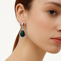 Arete Mediano de Piedra Natural Hecho a Mano Plata .925