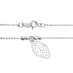 Collar Hoja Calada con Bolitas Diamantadas Plata .925