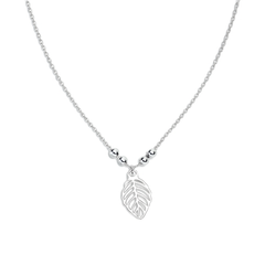 Collar Hoja Calada con Bolitas Diamantadas Plata .925