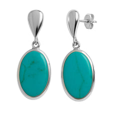 Arete Mediano de Piedra Natural Hecho a Mano Plata .925