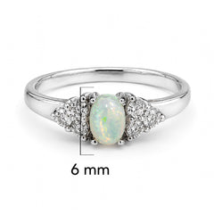 Anillo Piedras Preciosas Ópalo de Etiopía con Circonias, Plata .925 con Rodio
