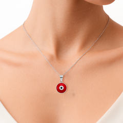 Dije Ojo Turco Rojo Plata .925