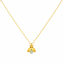 Collar Catarina Opalo con Circonia Plata .925 con Baño de Oro