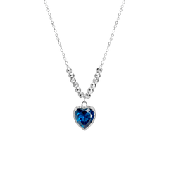 Collar Circonia Corazón con Micro Circonias y Bolitas diamantadas Plata .925