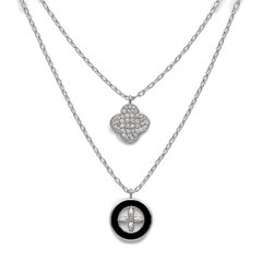 Collar Inspirado LV Piedras Naturales con Micro Circonias Plata .925 con Rodio