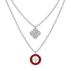 Collar Inspirado LV Piedras Naturales con Micro Circonias Plata .925 con Rodio