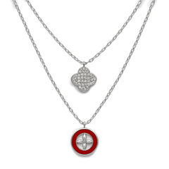 Collar Inspirado LV Piedras Naturales con Micro Circonias Plata .925 con Rodio