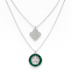 Collar Inspirado LV Piedras Naturales con Micro Circonias Plata .925 con Rodio