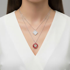 Collar Inspirado LV Piedras Naturales con Micro Circonias Plata .925 con Rodio