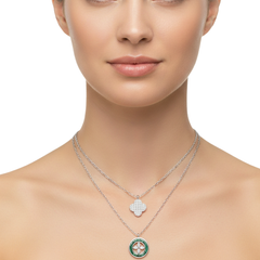 Collar Inspirado LV Piedras Naturales con Micro Circonias Plata .925 con Rodio