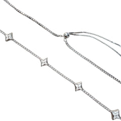 Collar Inspirado LV Ajustable Madre Perla con Micro Circonias Plata .925 con Rodio
