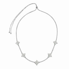 Collar Inspirado LV Ajustable Madre Perla con Micro Circonias Plata .925 con Rodio