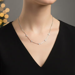 Collar Inspirado LV Ajustable Madre Perla con Micro Circonias Plata .925 con Rodio