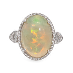 Anillo Piedras Preciosas Maxi Ópalo de Etiopía, Plata .925 con Rodio