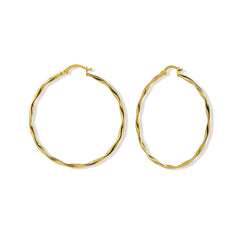 Arracada Ondulada Lisa 3.5cm Oro 10K