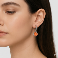 Huggies Flor Inspirado Van C Piedra Natural Plata .925 con Rodio