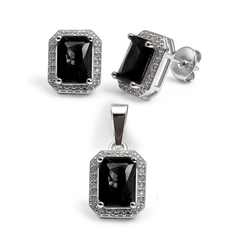 Juego Circonia Cuadrada con Micro Circonias Plata .925 con Rodio