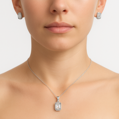 Juego Circonia Cuadrada con Micro Circonias Plata .925 con Rodio