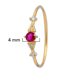 Anillo Solitario Rosa Fuerte con Micro Circonias Oro 10K