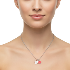 Collar Inspirado Tiff Corazones Grabado y Esmaltado Plata .925 con Rodio