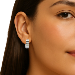 Huggies con Piedra Natural Plata .925