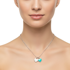 Collar Inspirado Tiff Corazones Grabado y Esmaltado Plata .925 con Rodio