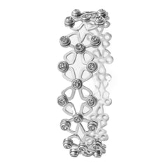 Brazalete Dos Usos Pulsera o Anillo Flor CUatro Hojas con Circonias Plata .925 con Rodio