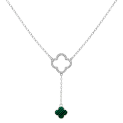 Collar Inspirado Corbatero Van C Piedras Naturales con Micro Circonias Plata .925 con Rodio