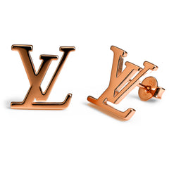 Broquel Maxi Inspirado LV Plata .925 con Baño de Oro Rosa