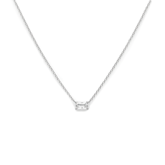 Collar Circonia con Cadena Eslabones Plata .925 con Rodio