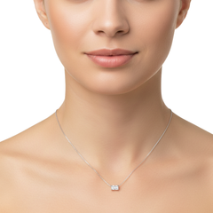 Collar Circonia con Cadena Eslabones Plata .925 con Rodio