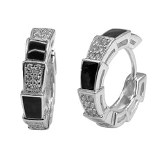 Arracada Huggies Inspirada Bvlg con Micro Circonias y Esmalte Plata .925