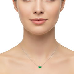 Collar Circonia con Cadena Eslabones Plata .925 con Rodio