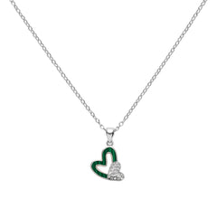 Collar Doble Corazón Piedras Naturales con Circonias Plata .925 con Rodio