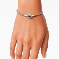 Pulsera Inspirada Pan con Broche Esfera Grabado Plata .925