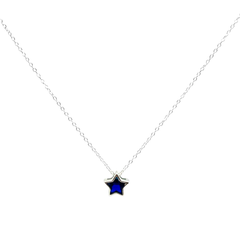 Collar Estrella con Circonia Azul con Cadena Eslabones Plata .925