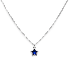Collar Estrella con Circonia Azul con Cadena Eslabones Plata .925
