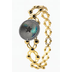 Brazalete Doble Uso Anillo Pulsera Circulo Giratorio con Estrella Con Baño de Oro Plata .925