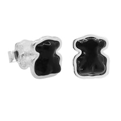 Broquel Inspirado Osos 1:1 Bombeado Onix Negro Liso Plata .925